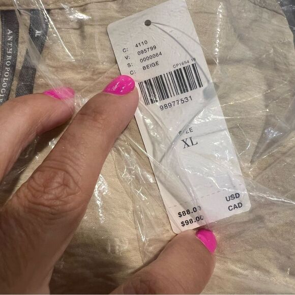 NWT Anthropologie Della Pleated-Waist Shell Top Beige womens size xl oversized - Picture 4 of 8